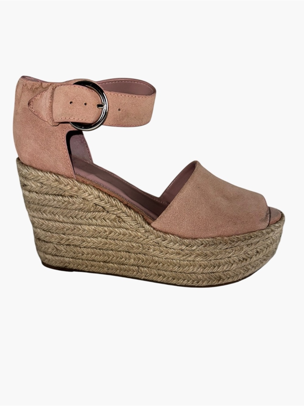 Marc Fisher LTD Mulalia Blush Suede Espadrille Platform Wedge Sandals 9M